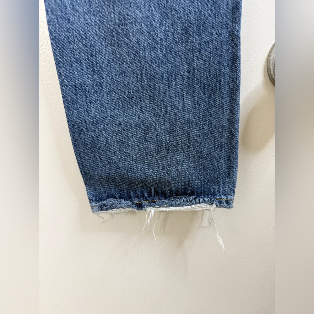 Agolde Riley high rise straight crop blue button fly denim jeans 27 - Picture 6 of 11